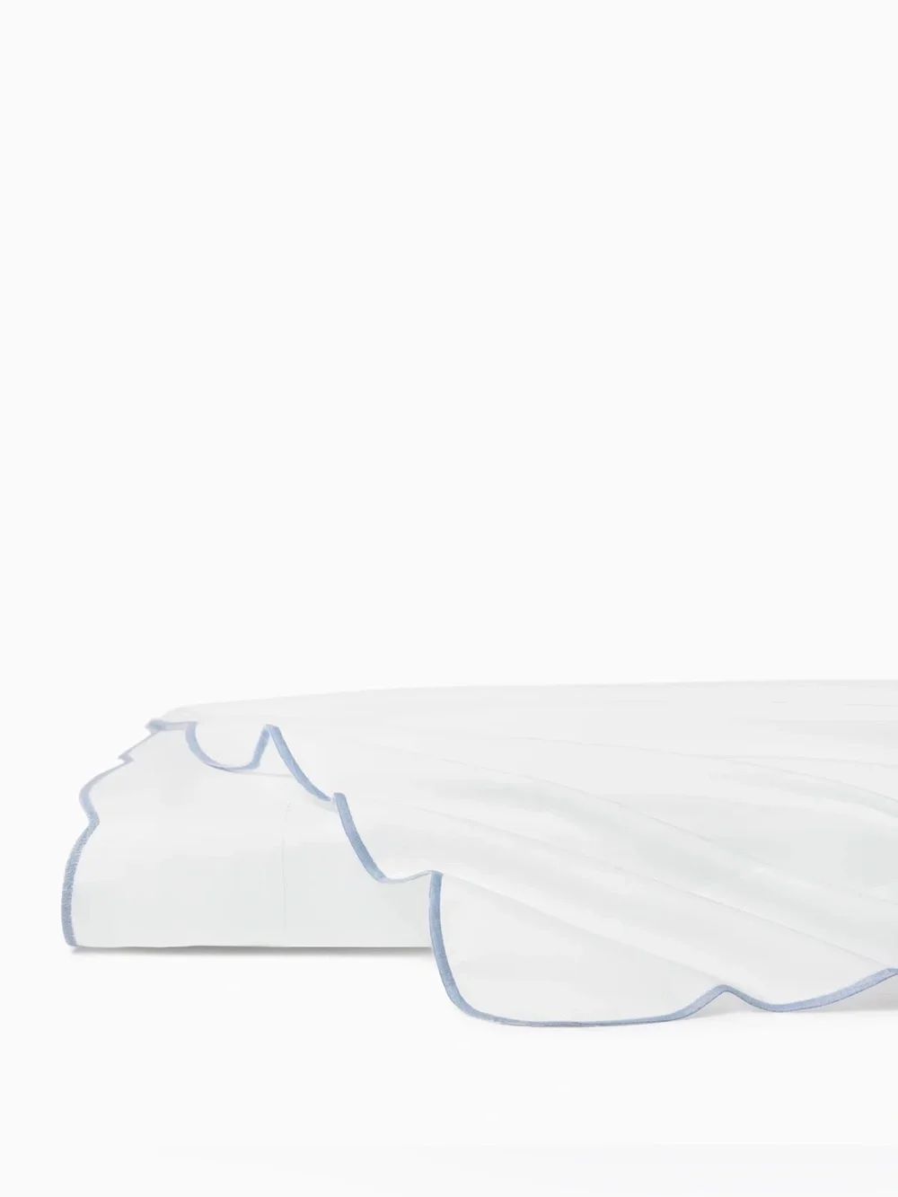 Sferra Limana Full/Queen Flat Sheet Long Staple Cotton Percale 96x114” White/Sea